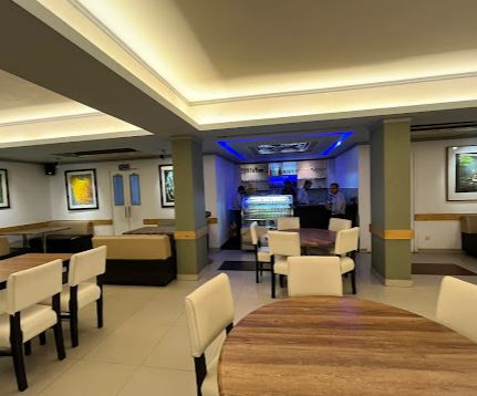 Festive interior of Avanti Aroma restaurant