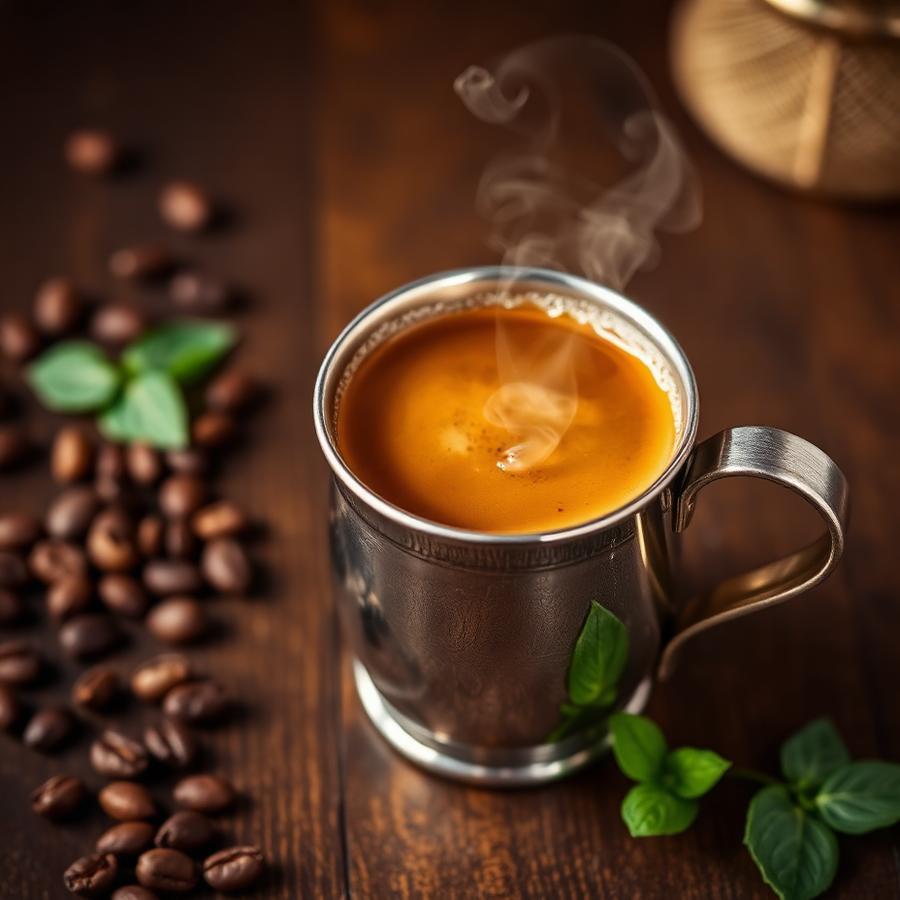 South Indian filter coffee in a steel tumbler